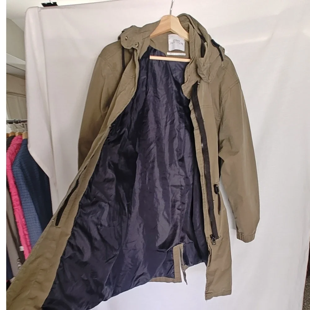 Urban Outfitters Parka Jacket Medium Olive Green Utility Hooded Drawstring FP123